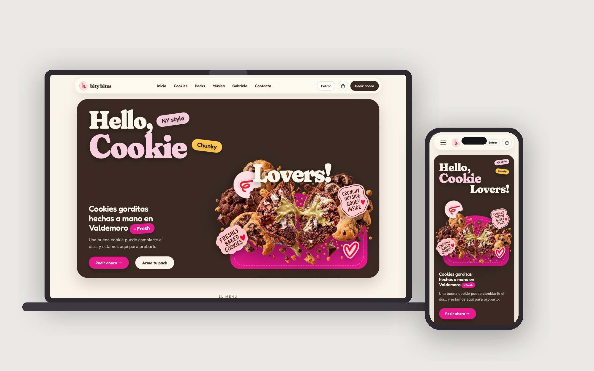 Bity Bites online shop, desktop and mobile