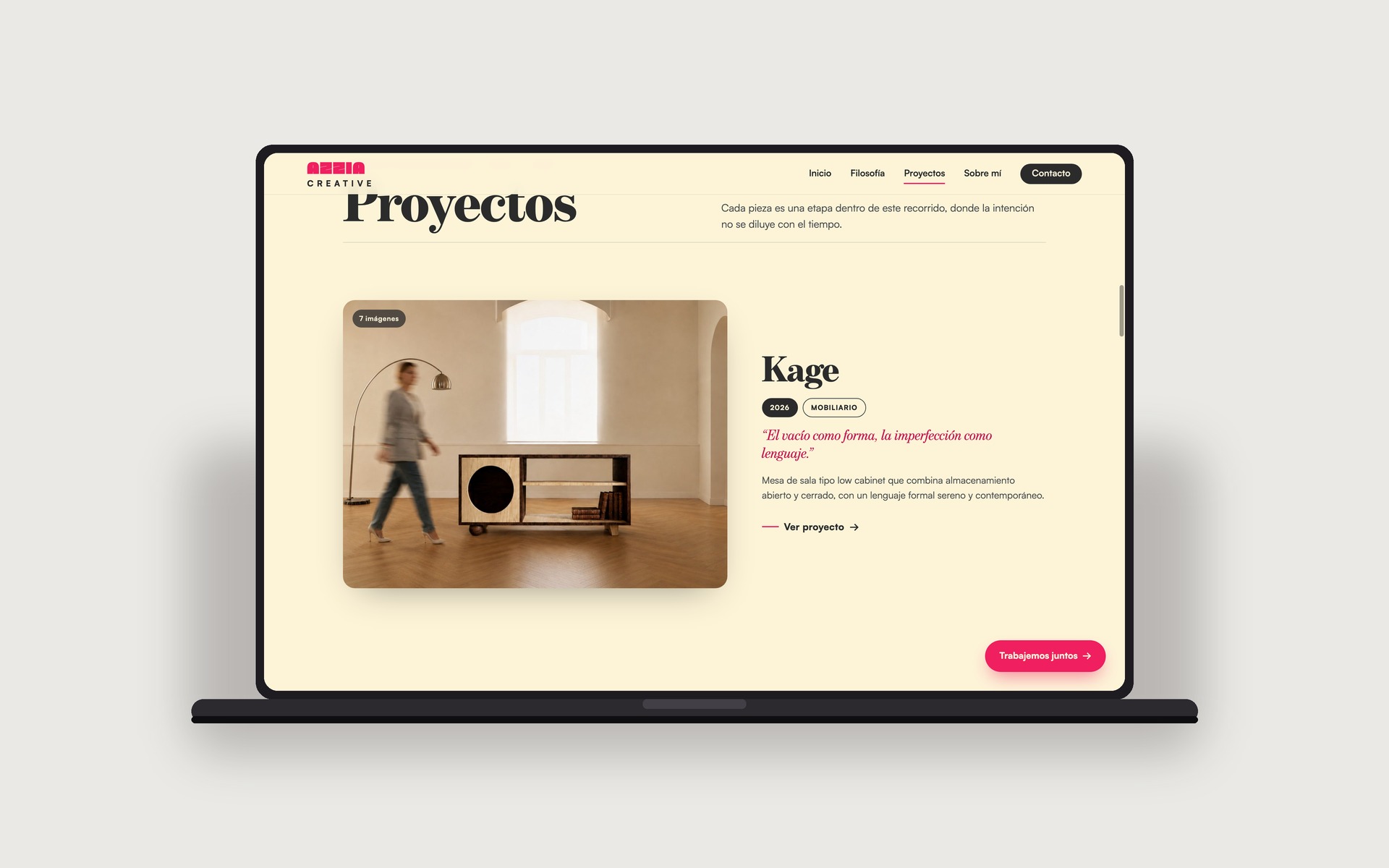 Azzia, projects section of the website
