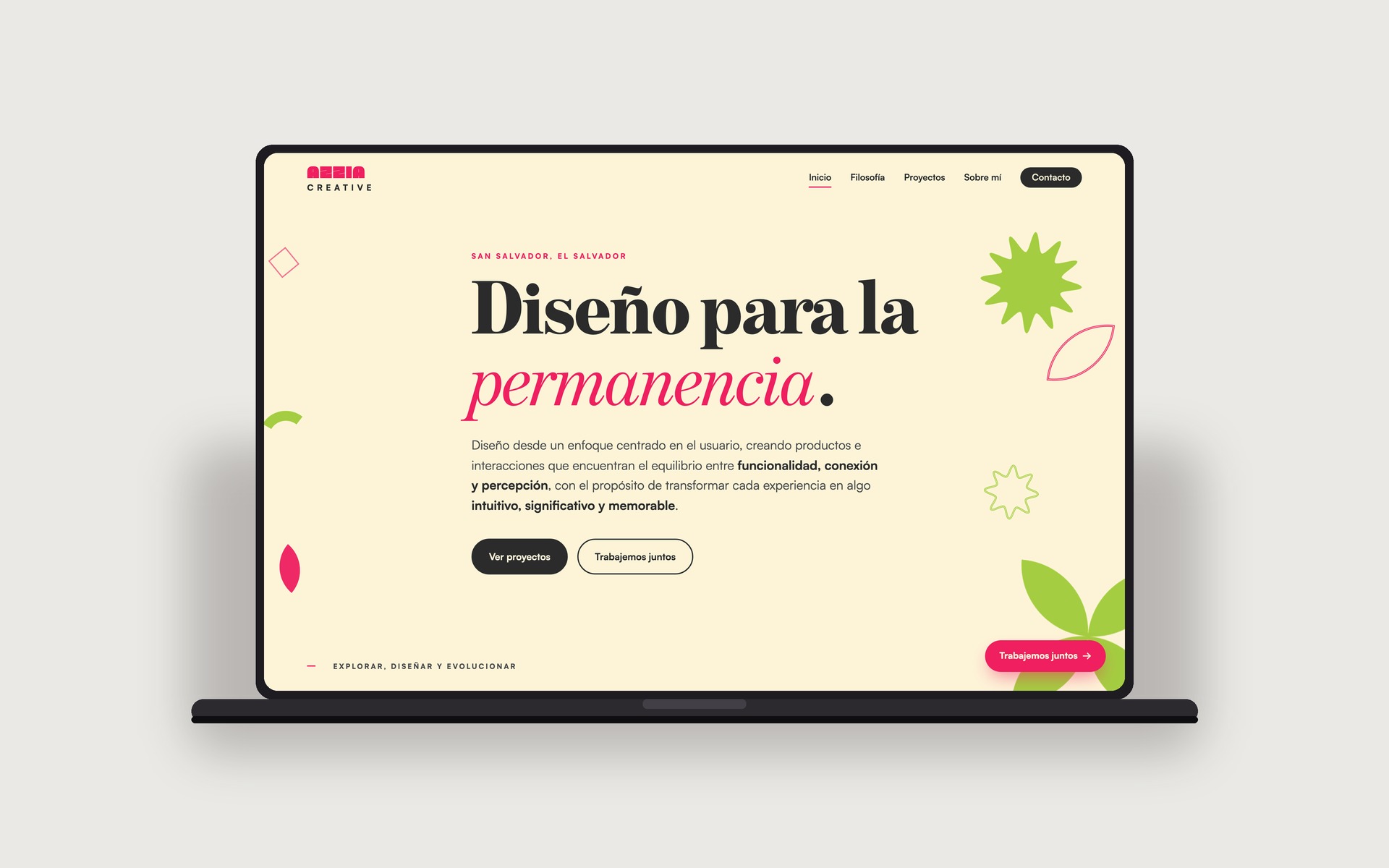 Azzia · Gabriela's portfolio website home