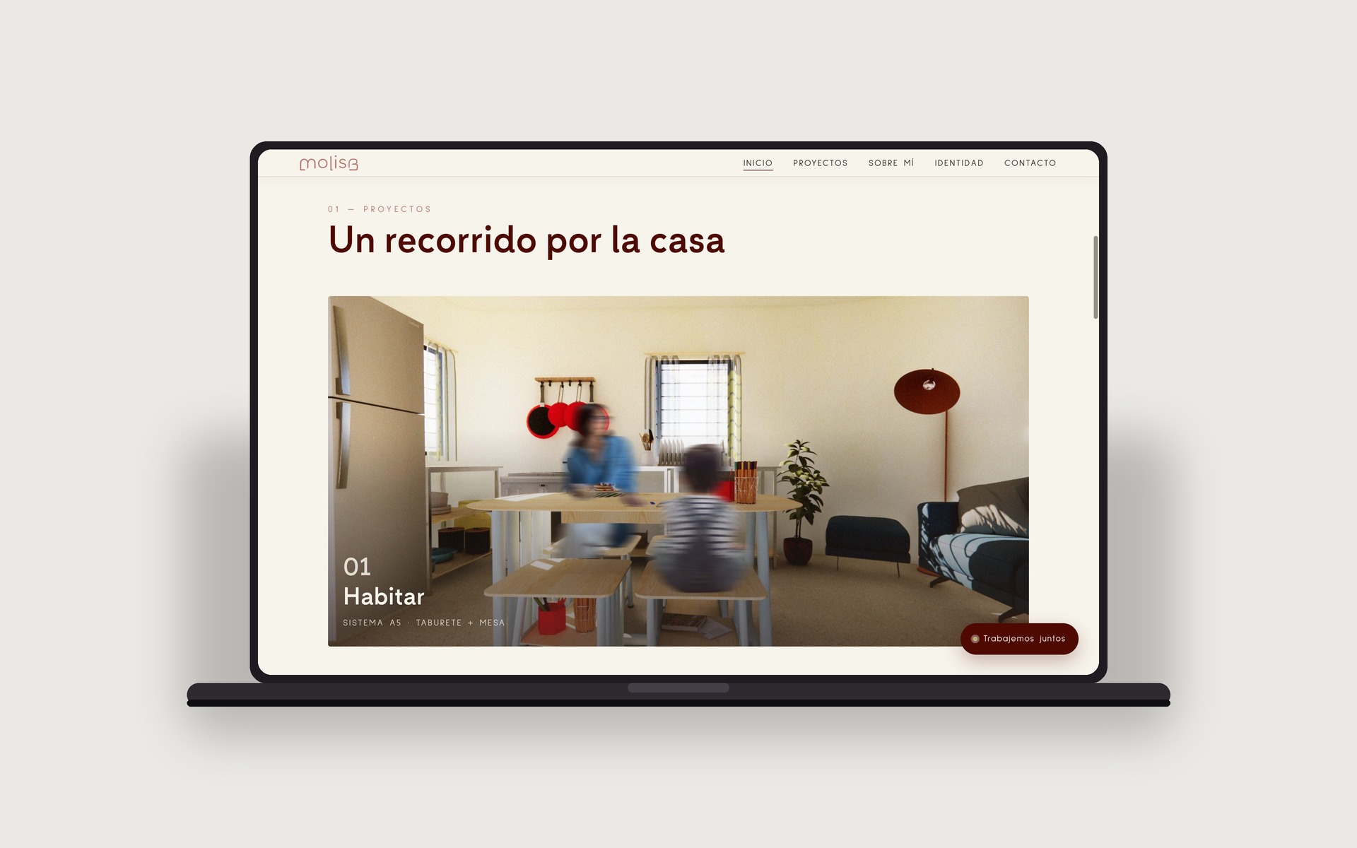 MOLISB, the projects section, showcasing each furniture piece