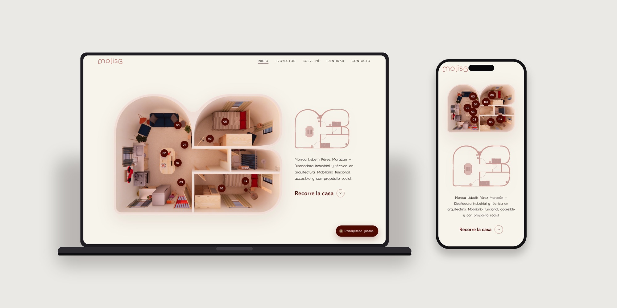 MOLISB, portfolio website, desktop and mobile