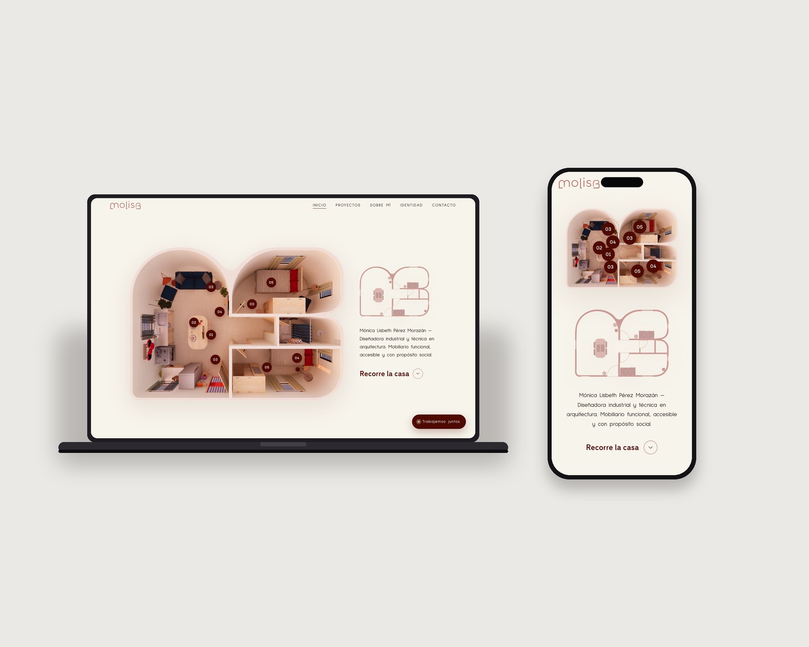 MOLISB, portfolio website, desktop and mobile