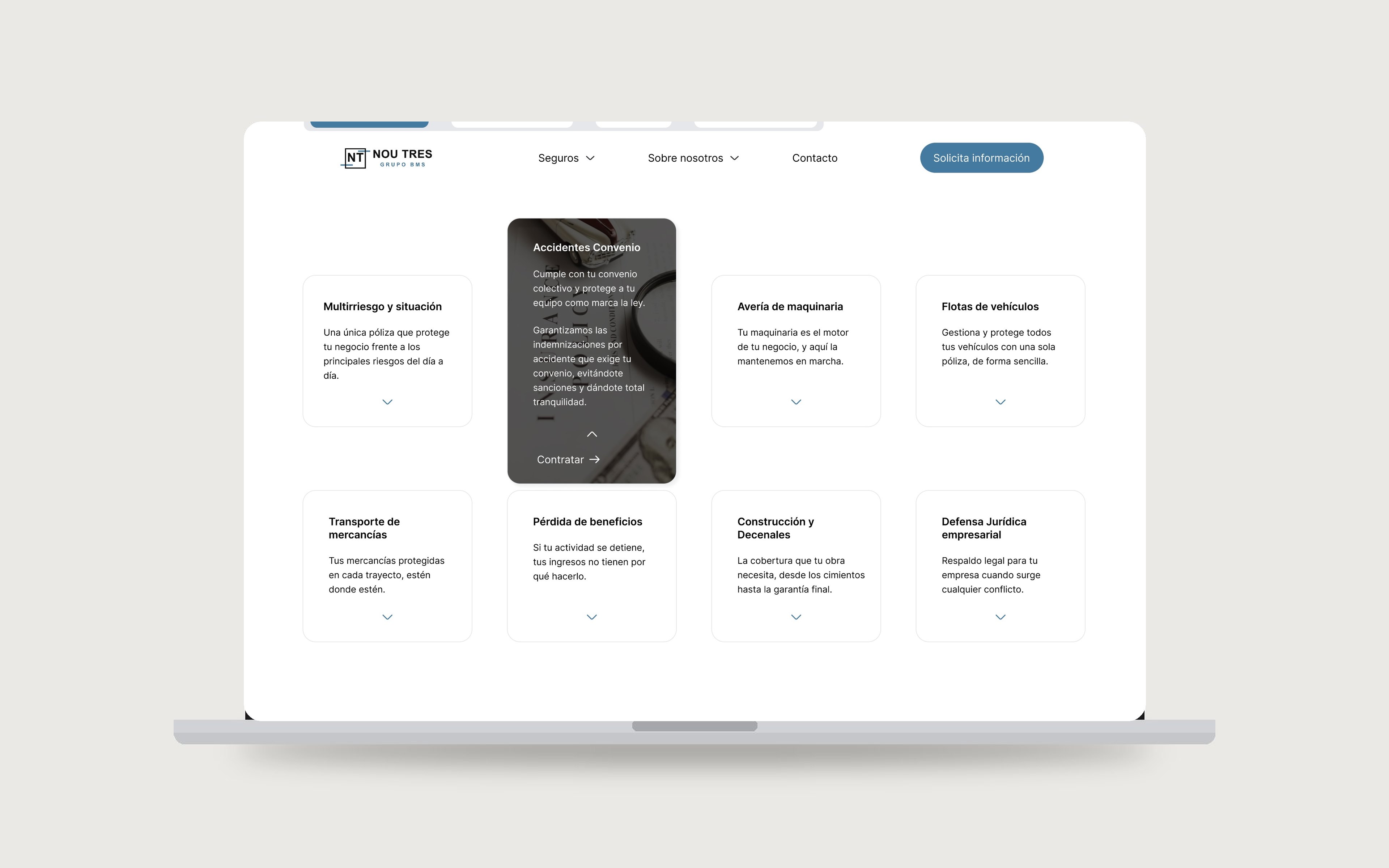 Nou Tres Grupo BMS — insurance card interaction detail
